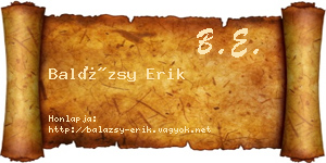 Balázsy Erik névjegykártya