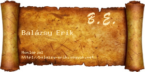 Balázsy Erik névjegykártya